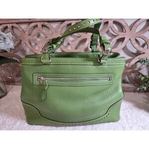 Vintage Coach Hampton Vintage Green Pebbled Leather Satchel Y2K